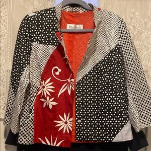 MaxMara Women's Black and Red Patterned Jacket 6
